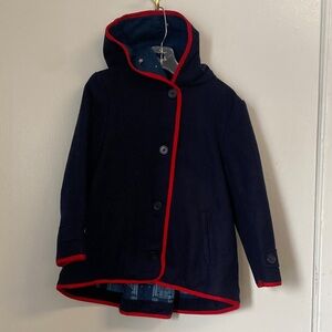 Mini Boden Dark Blue Cape with Red Edging